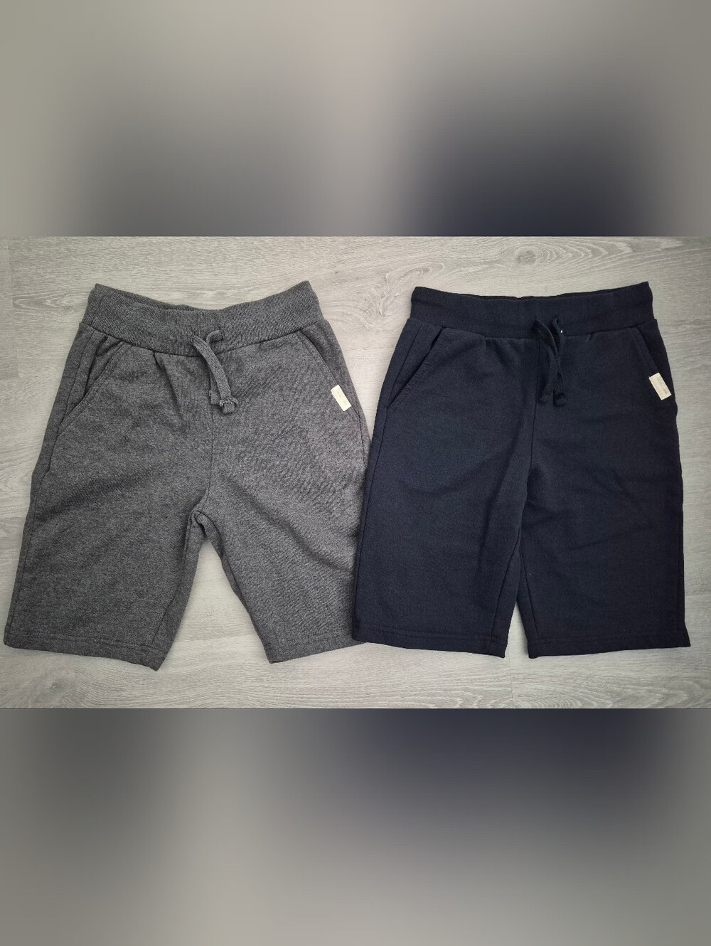 NEW Vintage Weatherproof Elastic Waist Shorts Gray Navy Boys Sz 10-12 Drawstring